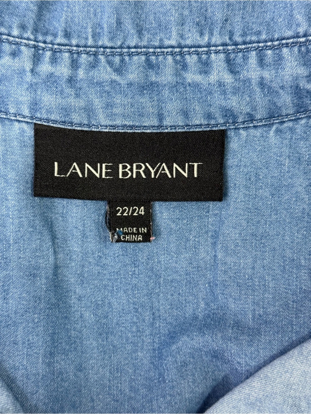 Lane Bryant Chambray Tunic Top Plus Size 22/24 Blue Soft Lyocell Cotton - Picture 4 of 10